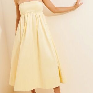 Hansen & Gretel 'Angela' Taffeta Midi Dress in Light Yellow